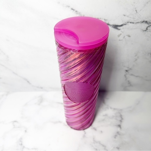 Starbucks Holiday 2022 Winter Pink Iridescent Unicorn Swirl Twist Top Tumbler - Picture 3 of 6